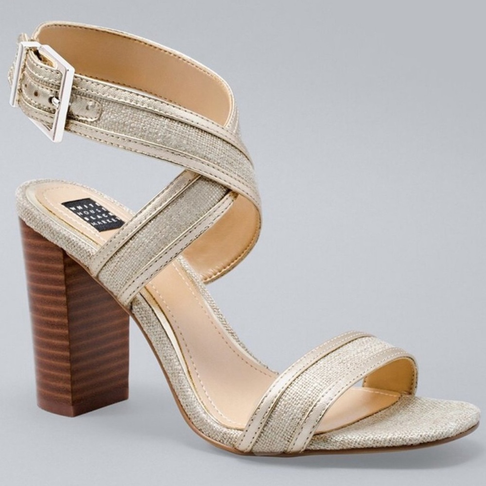 White House Black Market Parker Linen Stacked Heels - size 8